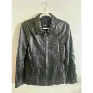 Donny Brook Size Med Black Women’s Leather Bomber Type Jacket Quality Great Look